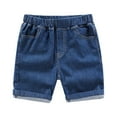 thumbnail image 1 of Effdhgth Boys Shorts Summer Thin Stretch Jeans Dark Blue, Size 2-8, 1 of 2