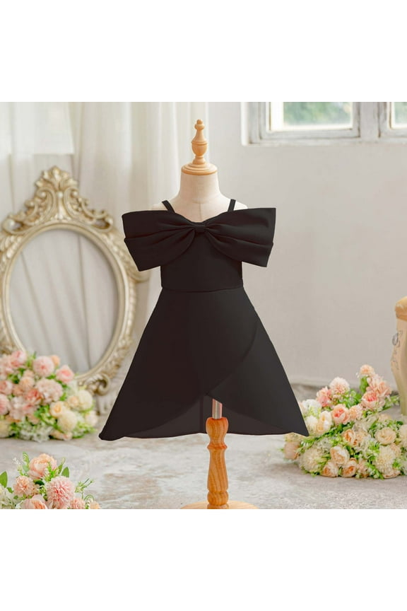 Luau Dress for Girls Sleeveless Gown Off the Shoulder Bowknot Gown Princess Dresses Black, Sizes 2T-10