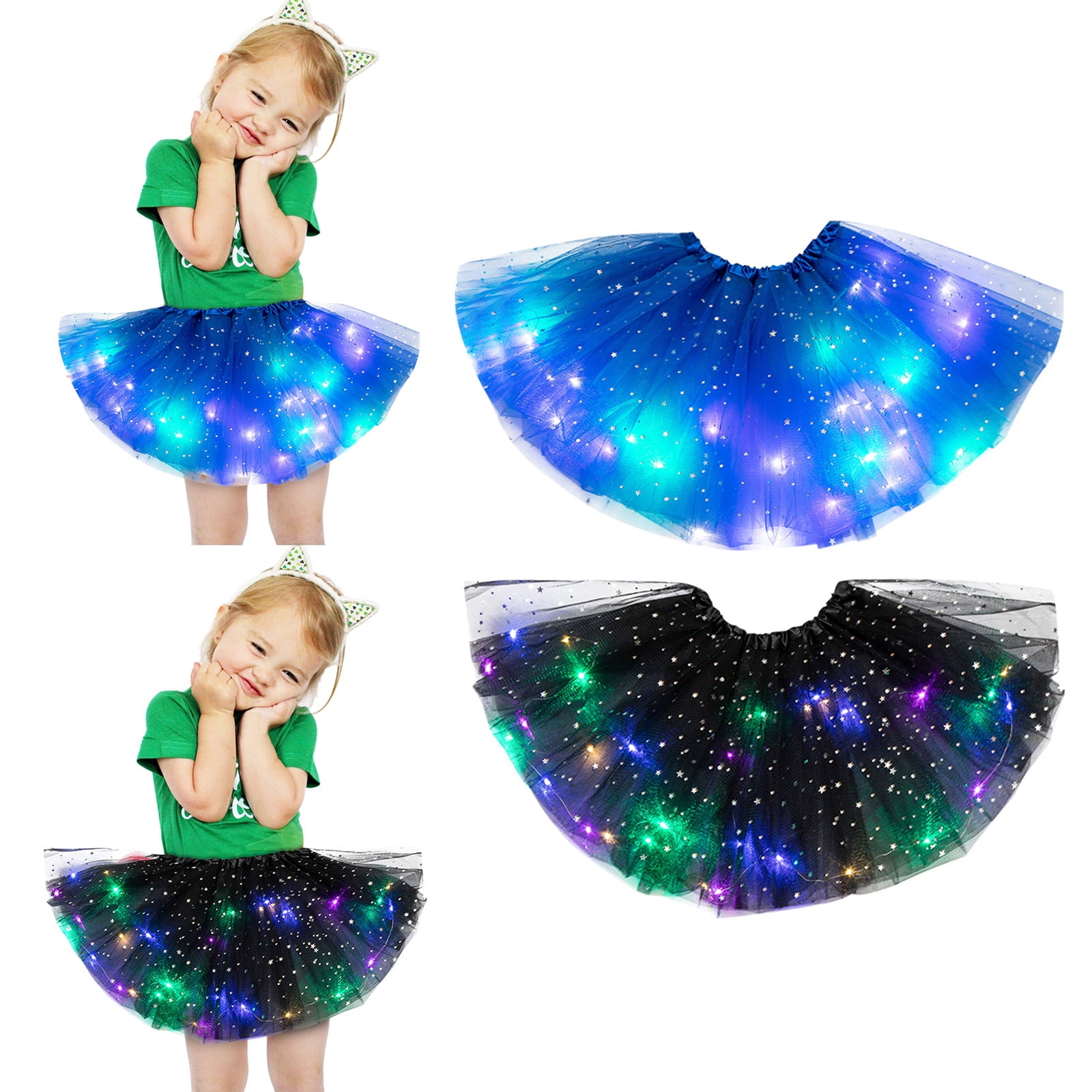 ATOGUTA Tutu Skirt Set Toddler Girl Light Up Sequin Ballet Skirt Dress