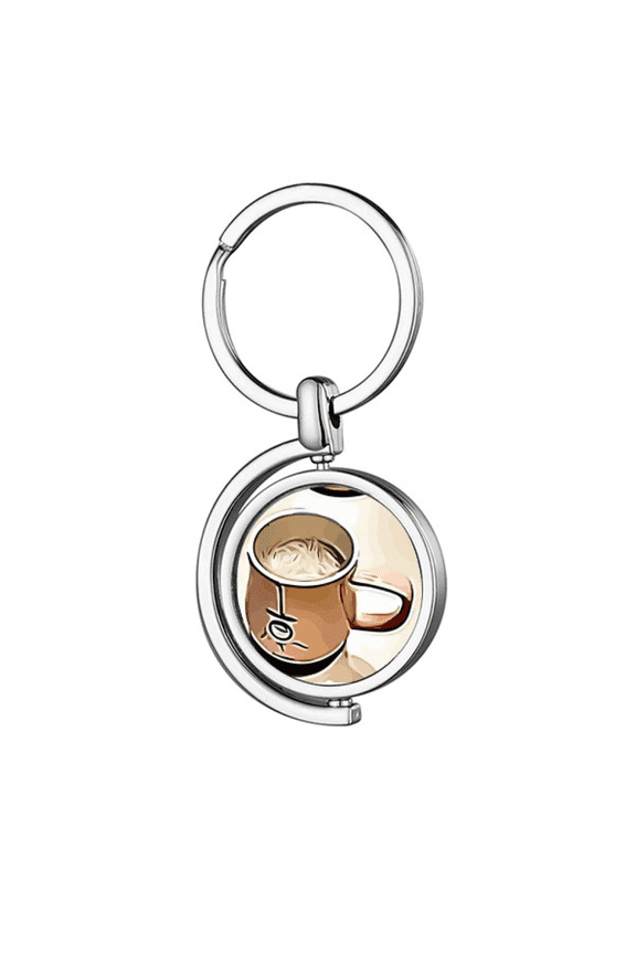 Effect Outline Mellow Drink Milk Tea Rotating Keychain Metal Keyring Holder