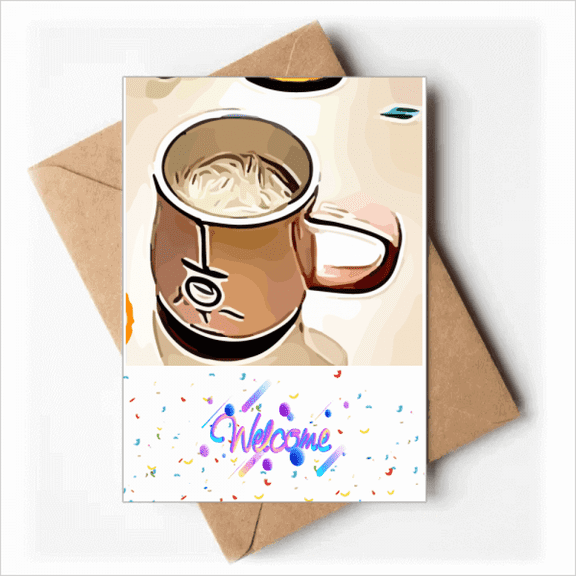 Effect Outline Mellow Drink Milk Tea Welcome Back Greeting Cards Envelopes Blank