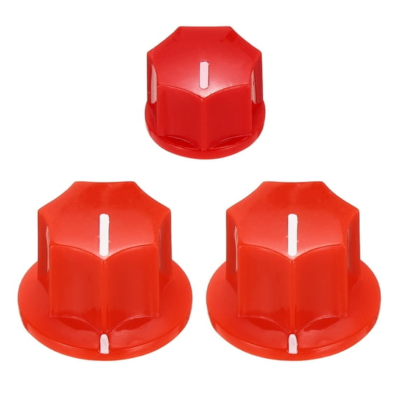 Effect Pedal Knob Set, 5/8" 13/32" Plastic Brass Electric Guitar Knobs,Red