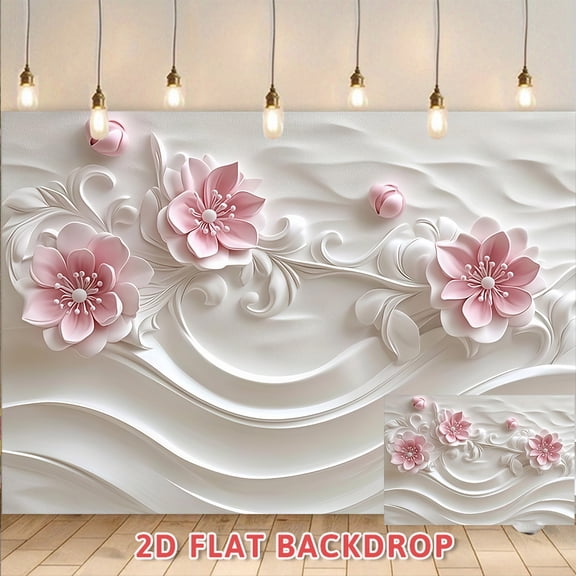 Effect Pink Floral Relief Backdrop, Ideal for Wedding Party Photography, Living Room Bedroom Wall Decor, Commercial Event Scene Display