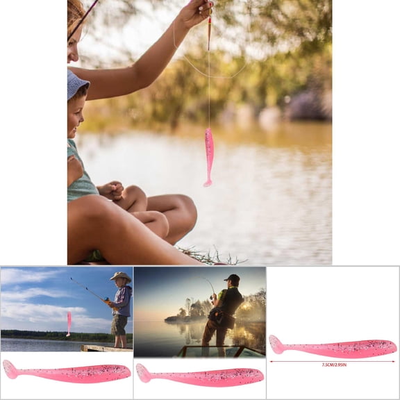 Effective 7.5cm Fishing Soft Baits, T,Tail Grub Design, Reflective Sequins, 20 Lures Per Pack