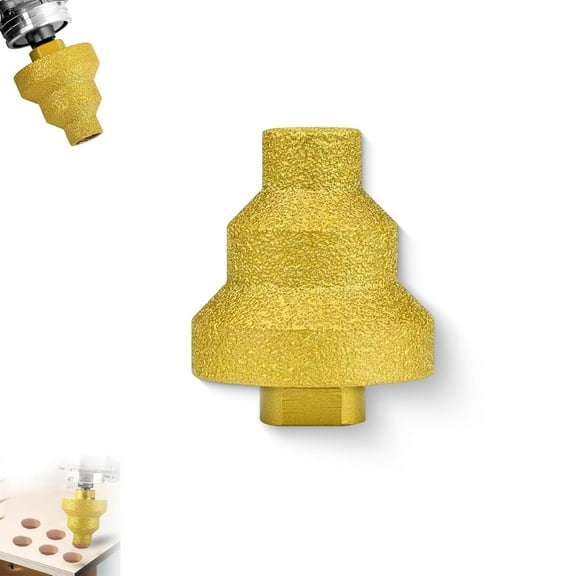 Effective Diamond Core Drill Bit, Diamond Core Drill Bit Set 20-35-50mm, Stepped Pagoda Hole Expander, Multi-Layer Chamfer Conical Reamer, for Ceramic Tile, Marble, Wood (Gold*1,M10)