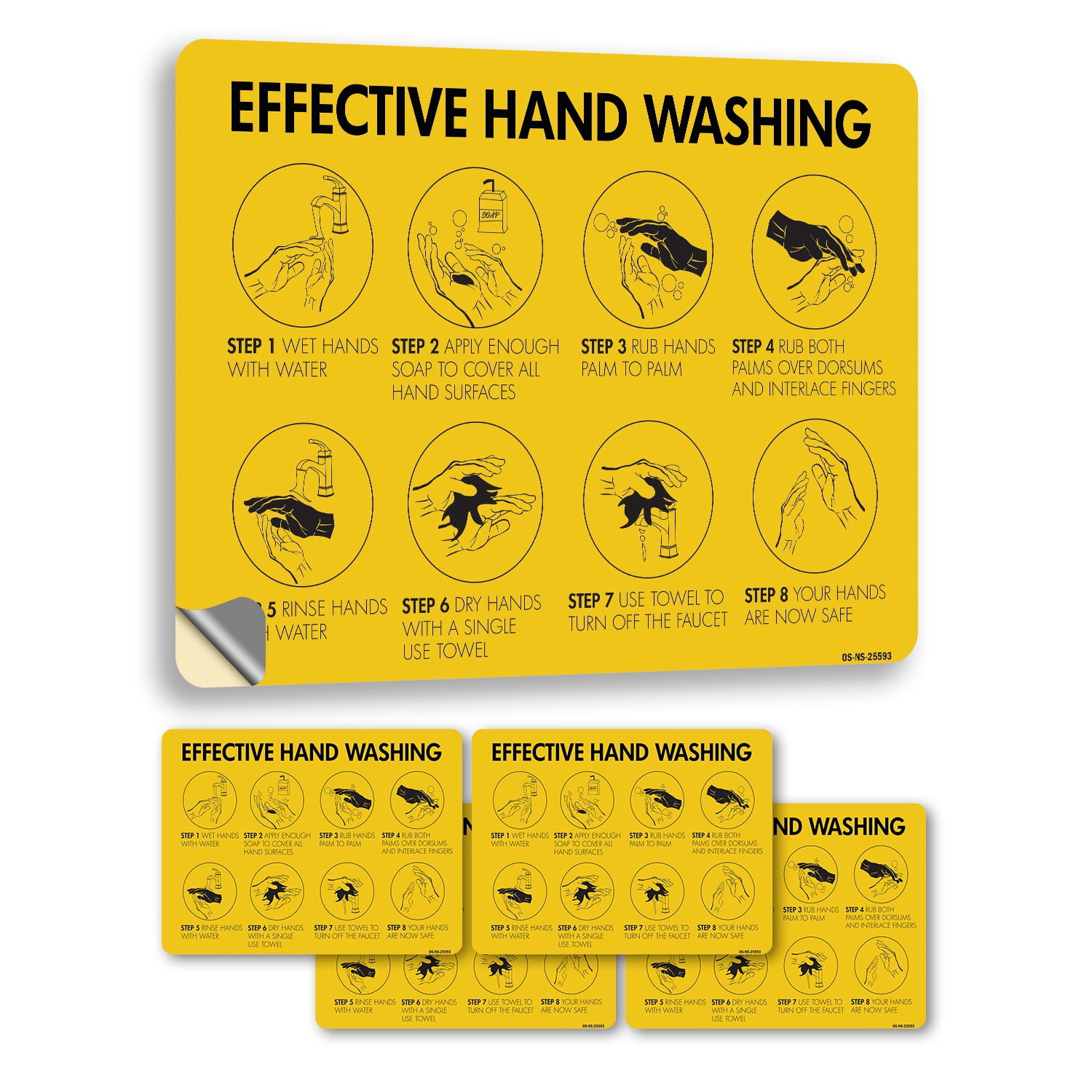 Effective Hand Washing Public Safety Vinyl Decal Label 18 Inch x 12 ...