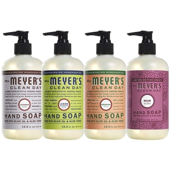 Effective Liquid Hand Soap for Daily Use Natural Hand Soap Essential Oils for Cruelty Free, 1 Bottle Lavender, 1 Bottle Lemon Verbena, 1 Bottle Geranium, 1 Bottle Mum, 12.5 OZ each