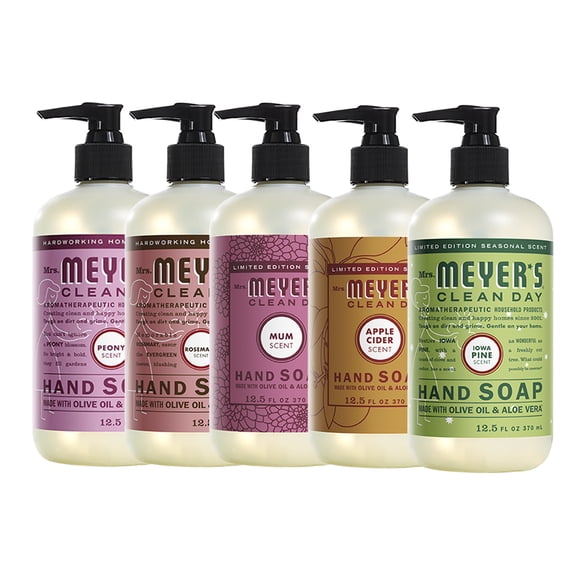 Effective Liquid Hand Soap for Daily Use Natural Hand Soap Essential Oils for Cruelty Free, 1 Bottle Peony, 1 Bottle Rosemary, 1 Bottle Mum, 1 Bottle Apple Cider, 1 Bottle Iowa Pine, 12.5 OZ each
