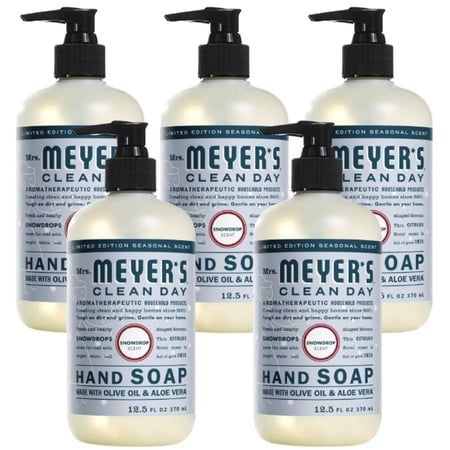 Effective Liquid Hand Soap for Daily Use Natural Hand Soap Essential Oils for Hand Wash Cruelty Free Snowdrop Scented Soap 12.5 FL OZ Per Bottle, 5 Bottles