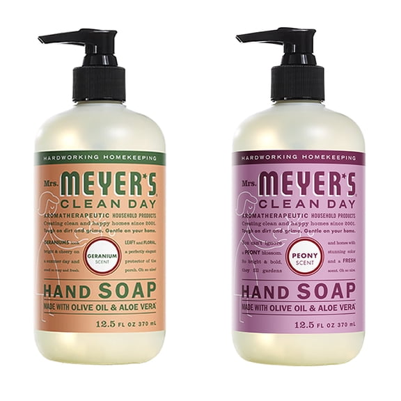 Effective Liquid Hand Soap for Daily Use | Natural Hand Soap w/ Essential Oils for Hand Wash | Cruelty Free Eco Friendly Product, 1 Bottle Lemon Verbena, 1 Bottle Peony, 12.5 OZ each