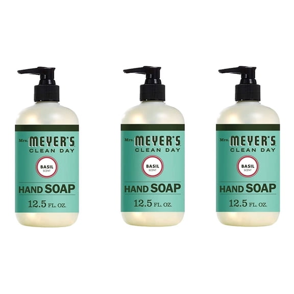 Effective Liquid Hand Soap for Daily Use Natural Hand Soap w/ Essential Oils for Hand Wash Cruelty Free Eco Friendly Product Basil Scented Soap 12.5 FL OZ Per Bottle, 3 Bottles