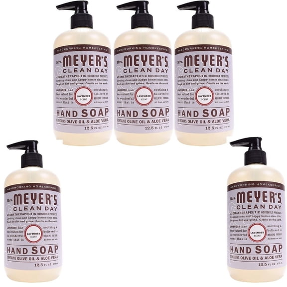 Effective Liquid Hand Soap for Daily Use | Soothing Natural Hand Soap w/ | Cruelty Free Lavender Soap in Refillable Soap Bottle with Pump 12.5 Fl OZ Per Pack, Pack of 5