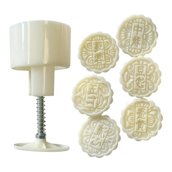 Effective Round Practical Hand Press Molds Beautiful Treat Making Molds with 6 Stamp