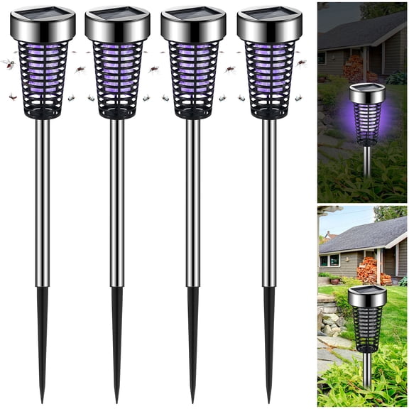 Effective Solar Bug Zapper for Outdoors - Stainless Steel, Pack of 2 - Mosquito Killer