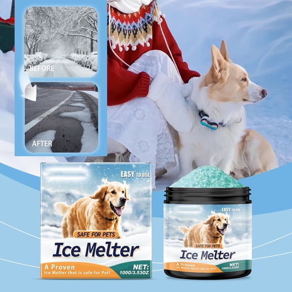 Effectively Pet-Friendly Ice Melter, 3.53oz Driveway Ice Melter, Snow Melt Powder, No Harm to Pet, for Yard Driveway Home Outdoor Spaces