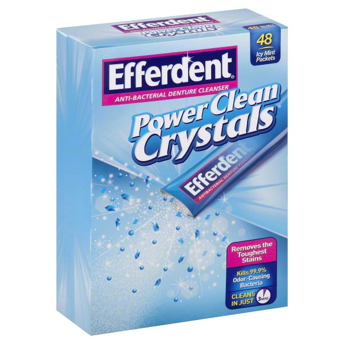 Efferdent AntiBacterial Denture Cleanser Packets Power Clean Crystals