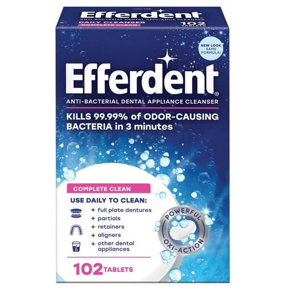 Efferdent Anti-Bacterial Denture Cleanser Tablets 102 Count (Pack - 1)