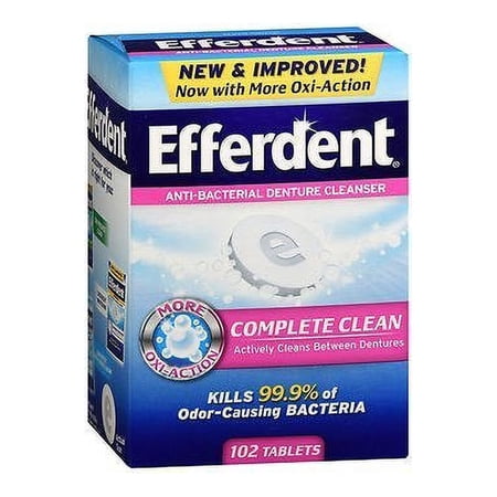 Efferdent Anti-Bacterial Denture Cleanser Tablets - 102 ct, Pack of 3