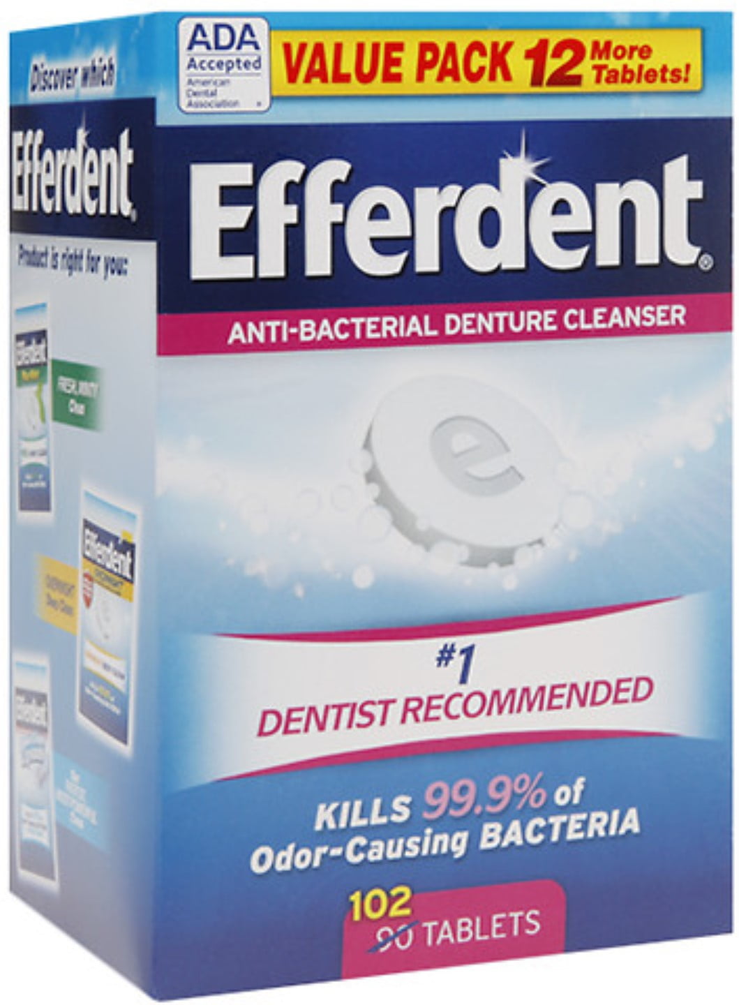 Efferdent AntiBacterial Denture Cleanser Tablets 102 ea (Pack of 2