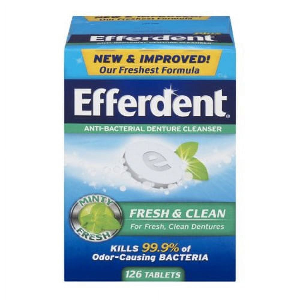 Efferdent AntiBacterial Denture Cleanser Tablets, Fresh Minty Flavor
