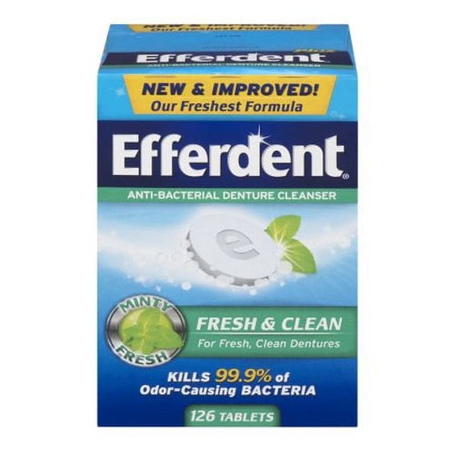 Efferdent AntiBacterial Denture Cleanser Tablets, Fresh Minty Flavor