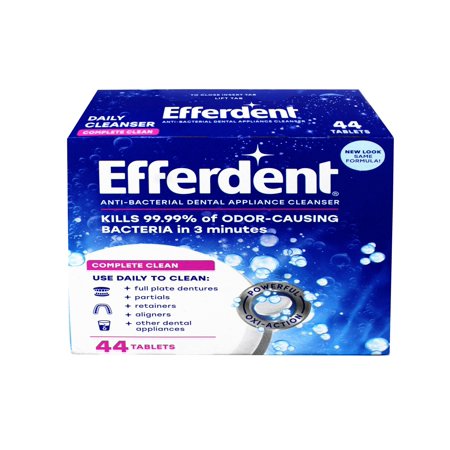 Efferdent Denture Cleanser Tablets, Complete Clean, Cleanser for Retainers and Dental Appliances, 44 Tablets (Pack of 8)