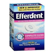 Efferdent Complete Clean Denture Cleanser, 102 Ct 10 oz 4 pack Bundle