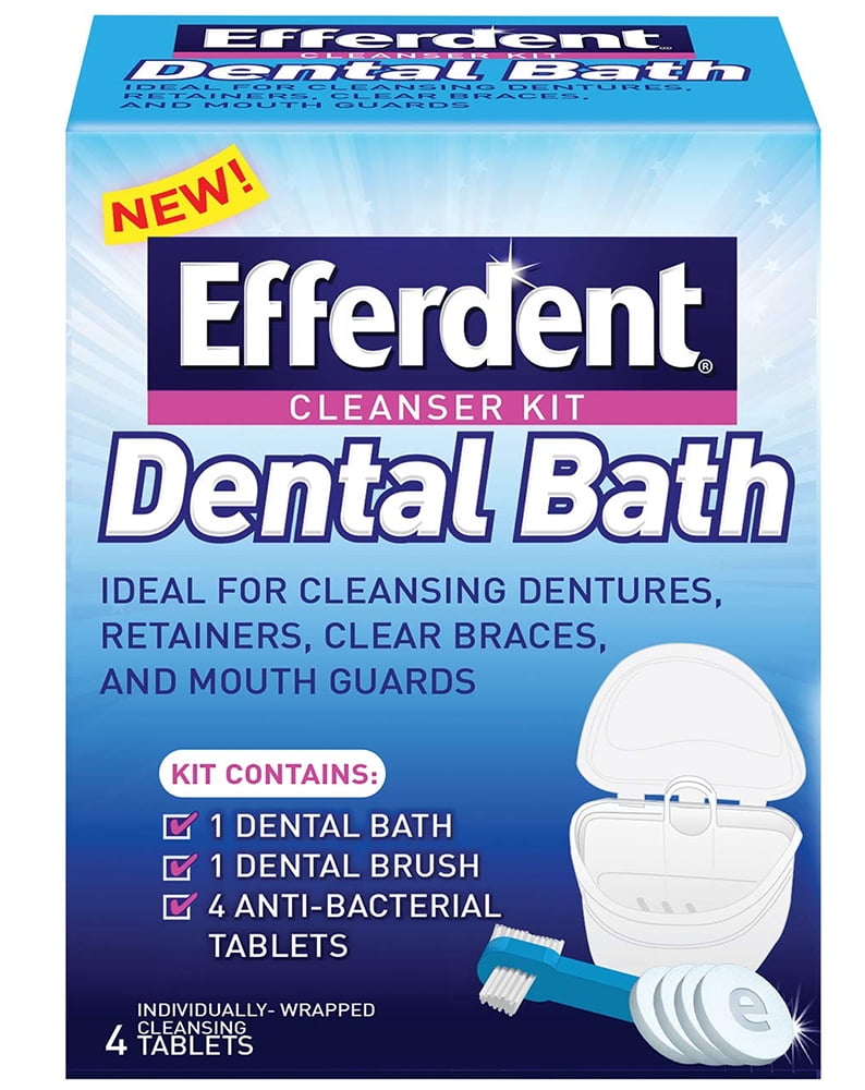 Efferdent Retainer & Denture Cleaner Tablets and Dental Bath, 4 Tablets