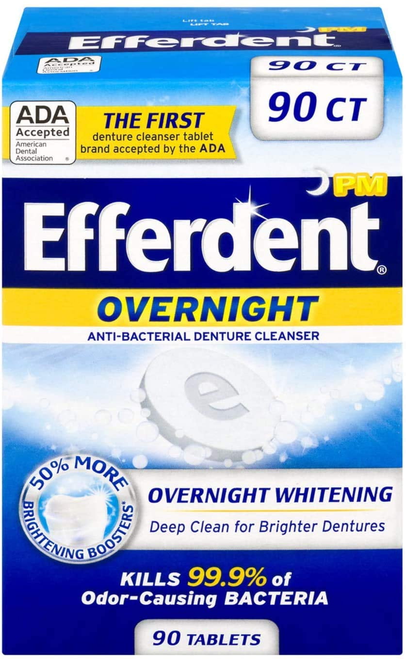 Efferdent PM Overnight AntiBacterial Denture Cleanser Tablets 90 Ea