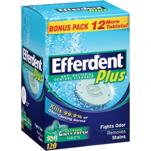 Efferdent Plus Mint Anti-Bacterial Denture Cleanser, 120 Count