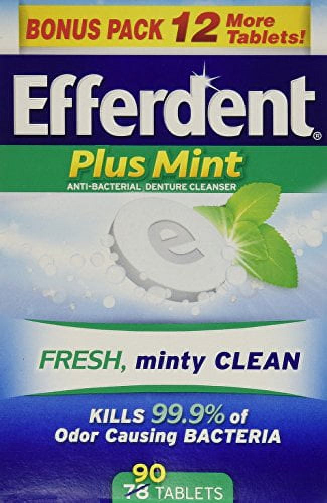 Efferdent Plus Mint AntiBacterial Denture Cleanser 90 Tablets