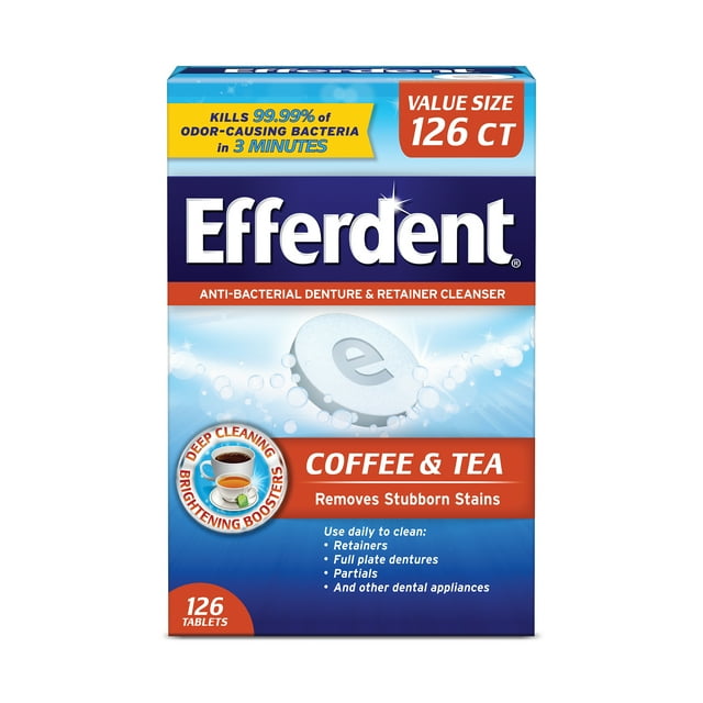 Efferdent Denture & Retainer Cleaner Tablets, Teeth Whitening, Coffee