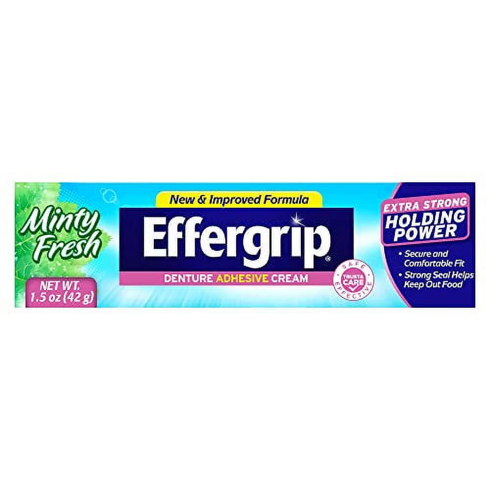 Effergrip Denture Adhesive Cream, Extra Strong Holding Power, 1.5 oz