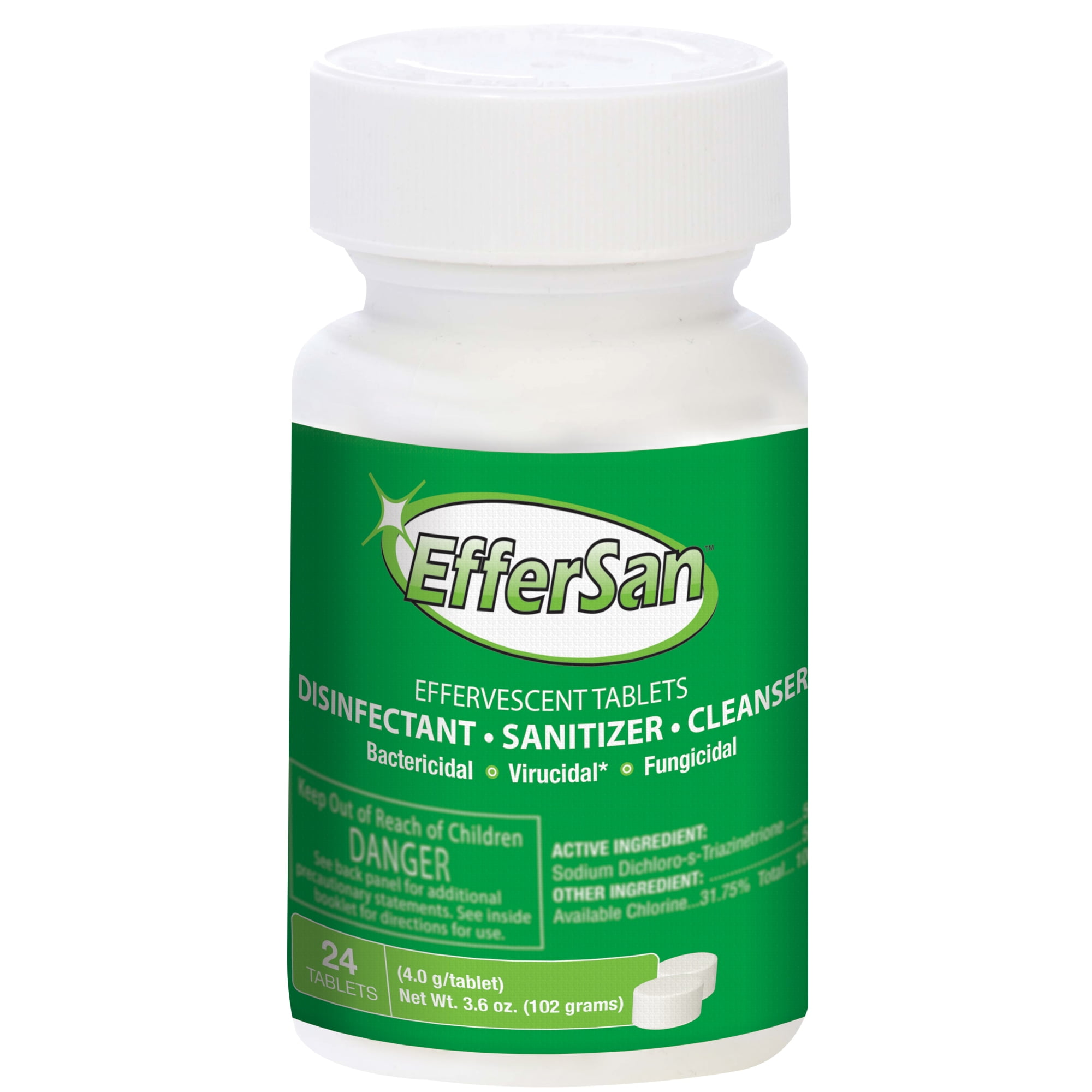 Effersan Disinfectant Tablets, 4 Grams Tablets, Bottle Of 24 Tablets