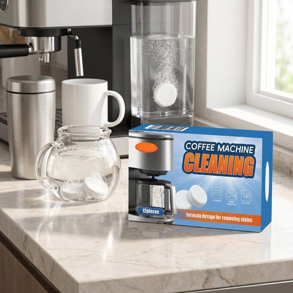 Effervescent Coffee Maker Cleaner Tablets for Mugs & Pots – Powerful Coffee and Tea Stain Remover & Descaler, 132g