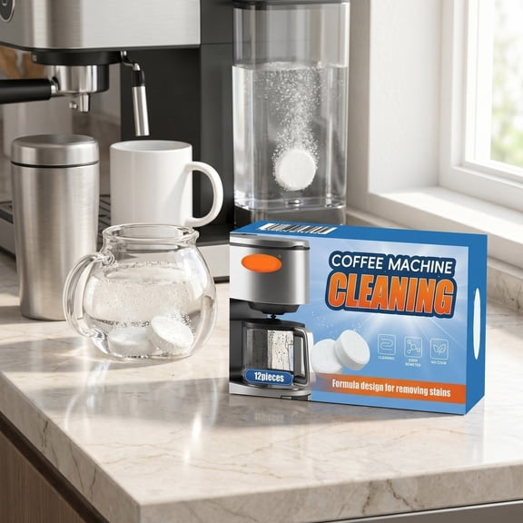 Effervescent Coffee Maker Cleaner Tablets for Mugs & Pots – Powerful Coffee and Tea Stain Remover & Descaler, 132g