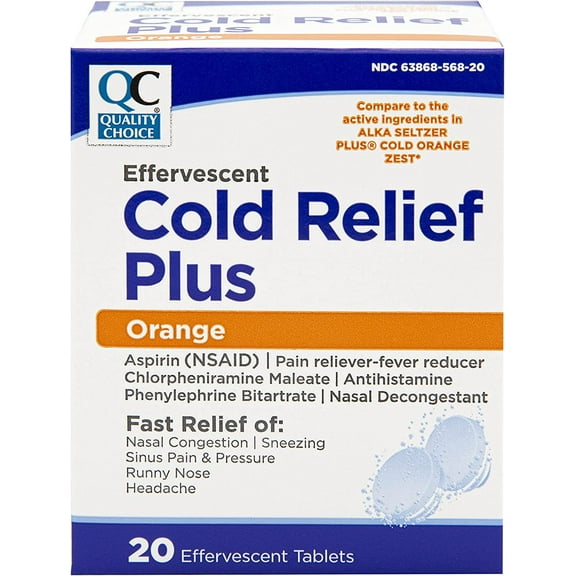 Effervescent Cold Relief Tablets Orange 20 ct