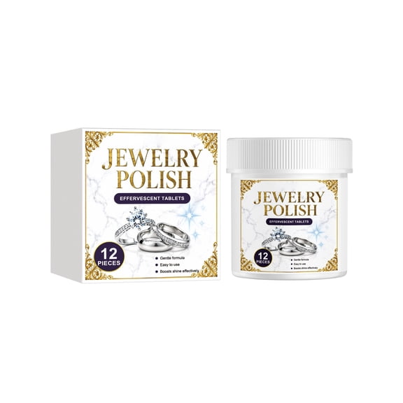 Effervescent Jewelry Cleaning Tablets, Gentle Shine Restorer for Gold, Silver, Diamond & Brass, No Hard Scrubbing Needed, 12pcs