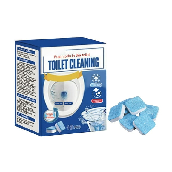 Effervescent Toilet Cleaning Tablets - 16pc Set for Fragrance Boosting Stain Removal and Deep Cleaning