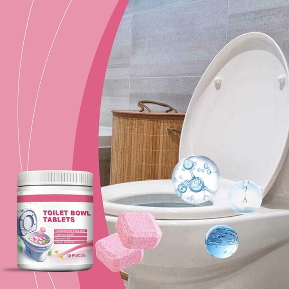 Effervescent Toilet Cleaning Tablets, ZzCityTK Heavy Duty Descaling Deodorizing Tablets 1-Person Easy Setup, Automatic Tank Cleaner for Bathroom Restroom with Long-Lasting Fresh Scent