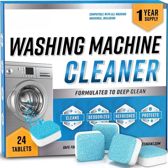 Effervescent Washing Machine Cleaner Descaler Tablets, Eco-Friendly Septic Safe Deep Clean Deodorizer Tabs for HE Front Load & Top Load Washers