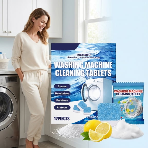 Effervescent Washing Machine Cleaner Tablets, Drum Cleaner for Front or Top Loaders, Removes Mold or Residues, Odor Eliminating