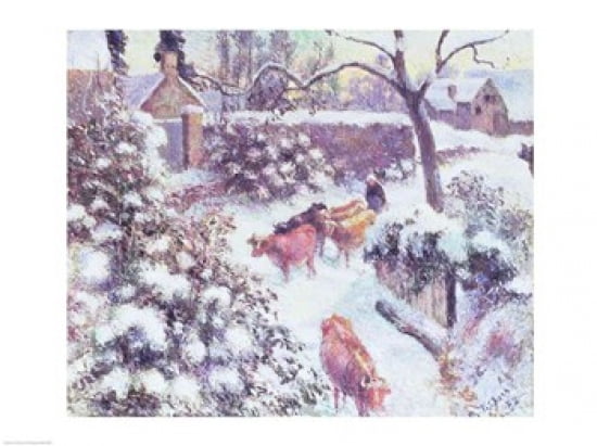 Effet de Neige a Montfoucault 1882 Canvas Art - Camille Pissarro (24 x 18)