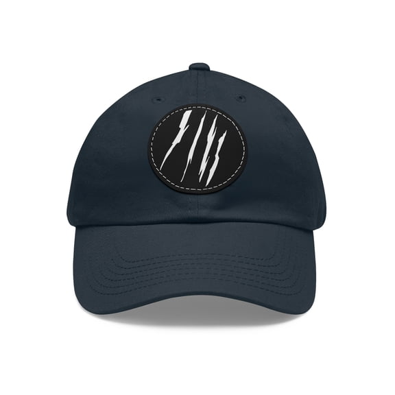 Effete Feline Claw Marks Scratch Ball Cap Hat w/ Leather Patch (Round)