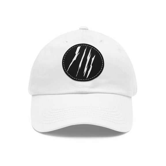 Effete Feline Claw Marks Scratch Ball Cap Hat w/ Leather Patch (Round)