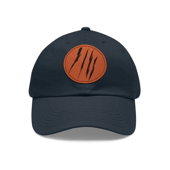 Effete Feline Claw Marks Scratch Ball Cap Hat w/ Leather Patch (Round)