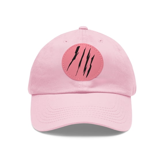 Effete Feline Claw Marks Scratch Ball Cap Hat w/ Leather Patch (Round)