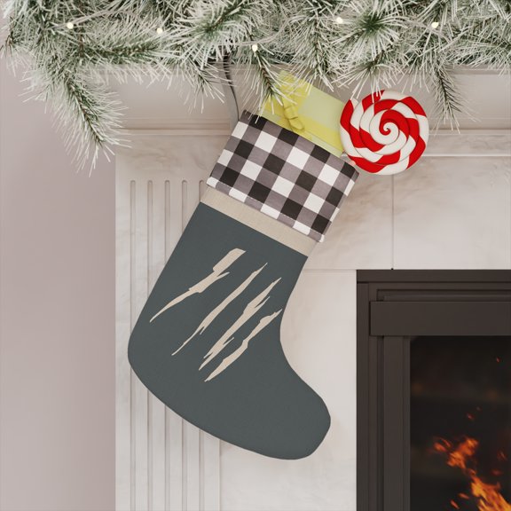 Effete Feline Claw Marks Scratch Christmas Stocking