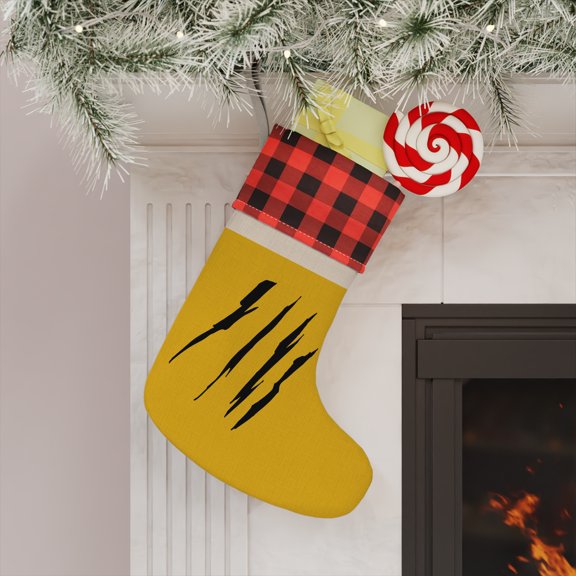 Effete Feline Claw Marks Scratch Christmas Stocking