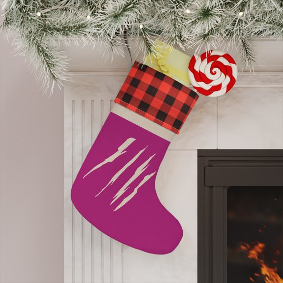 Effete Feline Claw Marks Scratch Christmas Stocking